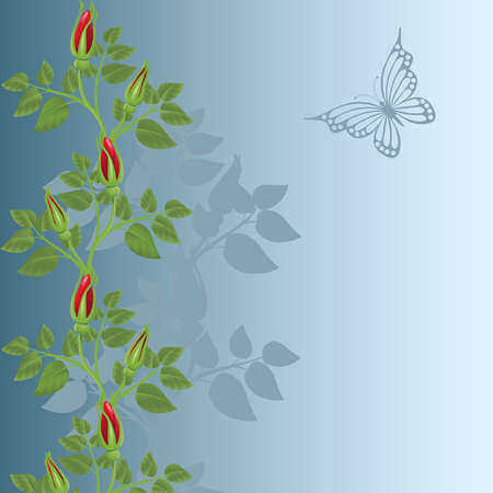 Blue background with   bouquet from red rosesのイラスト素材