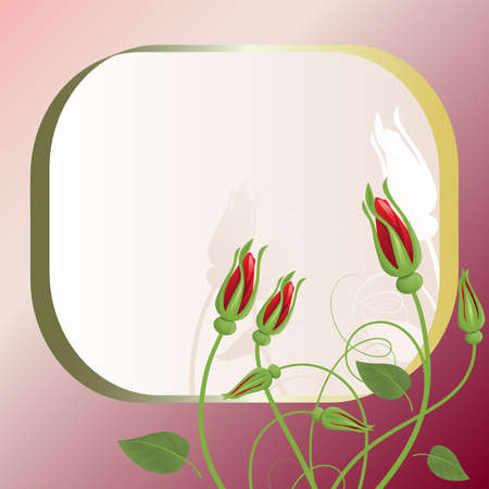 Background with   red  roses and gold frameのイラスト素材