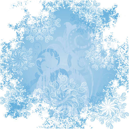 Blue background with snowflake and frosty patternsのイラスト素材
