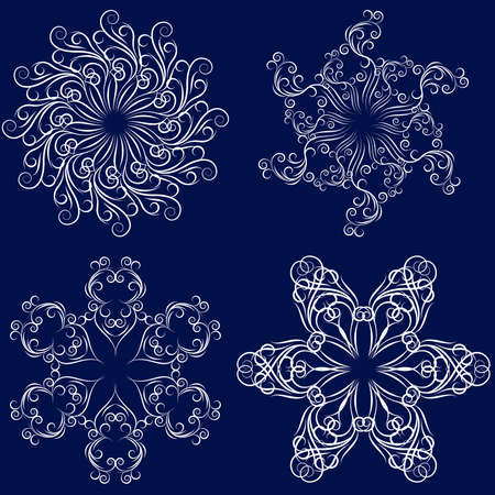 Set of four  motif openwork snowflakes のイラスト素材