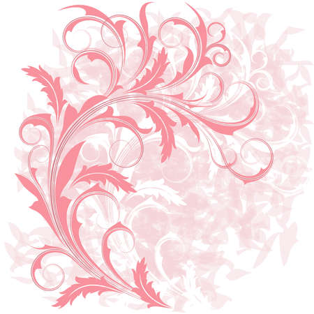 Grunge   with   abstract branch  and leavesのイラスト素材