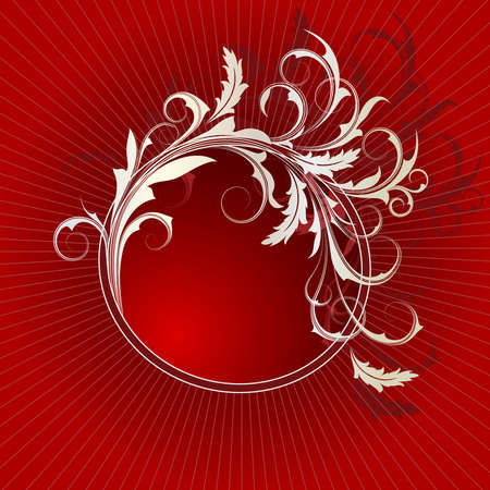 Red   with  white frame from abstract branch  and leavesのイラスト素材