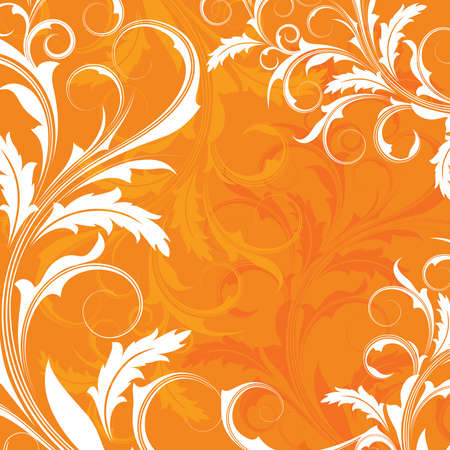Orange   with   abstract branch  and leavesのイラスト素材