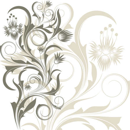 White  background with   abstract grey branch  and flowersのイラスト素材