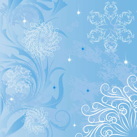 Blue background with  and frosty patternsのイラスト素材