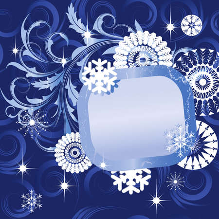 Christmas background with  snowflakes and frameのイラスト素材