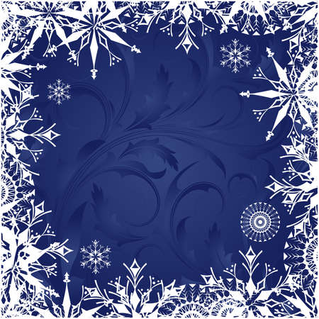 Blue background with snowflake and frosty patternsのイラスト素材