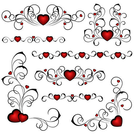 Set from heats with a floral patternのイラスト素材