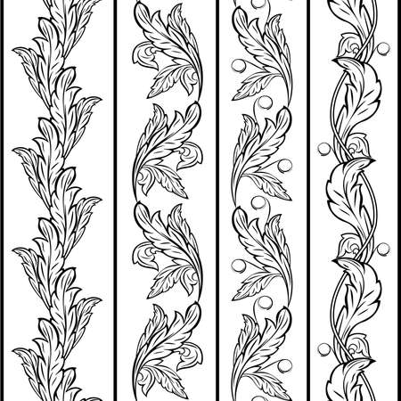 Set from three black and white bordersのイラスト素材