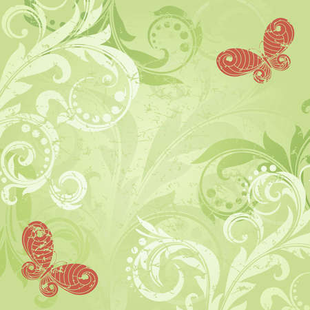 Green background with elegance  plant with swirlsのイラスト素材