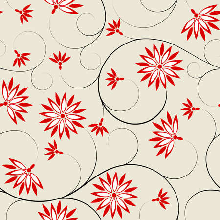 Beige seamless from red flower(can be repeated and scaled in any size)のイラスト素材