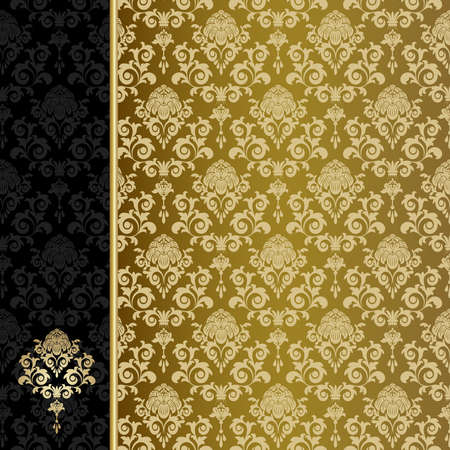 Background with gold flowers and leavesのイラスト素材