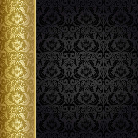 Background with gold flowers and leavesのイラスト素材