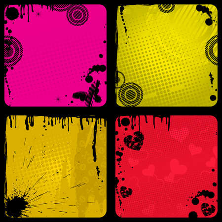 Set of four grunge backgrounds with dirtyのイラスト素材