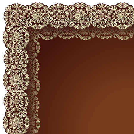 Brown background with yellow flowers and leavesのイラスト素材