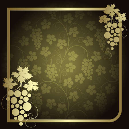 Green background with  frame from gold vineのイラスト素材