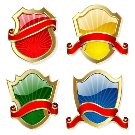 Set from gold-framed labels with  red ribbonsのイラスト素材