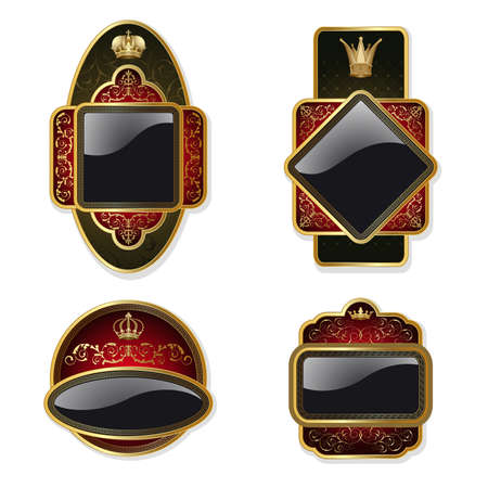 Set from  labels with gold frame のイラスト素材