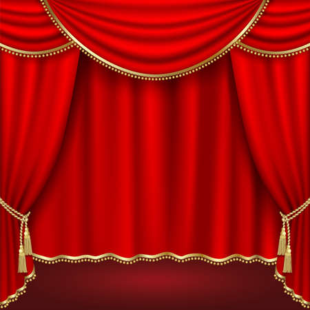 Theater stage  with red curtain のイラスト素材