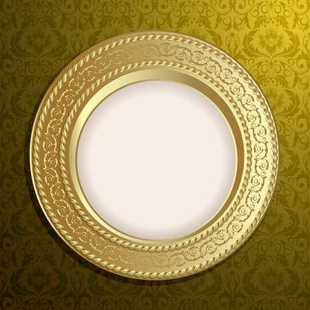 Retro frame on the gold floral backgroundのイラスト素材