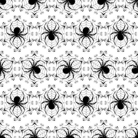 Halloween black seamless  with a spider's web (can be repeated and scaled in any size)のイラスト素材