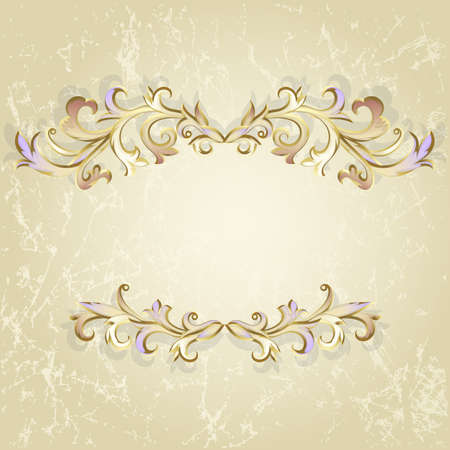 Beige grunge background with a plant of the colorful leavesのイラスト素材