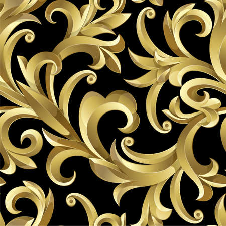 Seamless from abstract gold plant. Clipping Mask.(can be repeated and scaled in any size)のイラスト素材