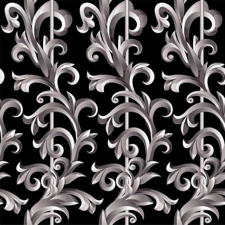 Seamless from abstract silver plant.  Clipping Mask.(can be repeated and scaled in any size)のイラスト素材