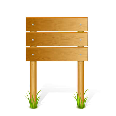 Blank wood billboard sign on white background のイラスト素材