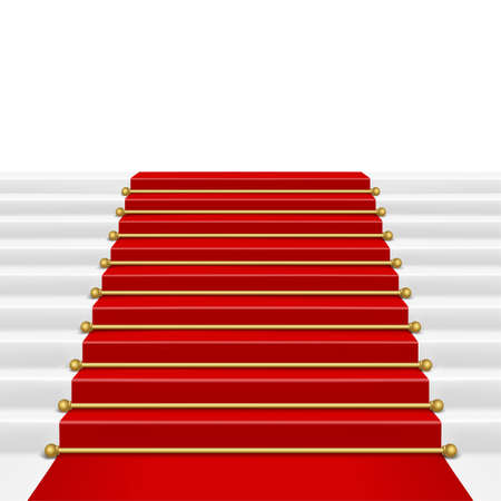 Red carpet with ladder. Clipping Mask. Mesh.のイラスト素材