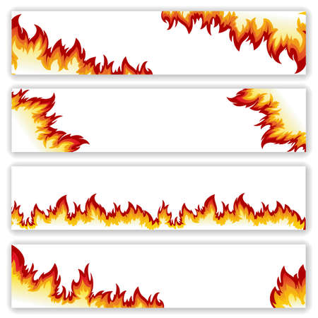 Set of  banners  flame of different shapes on a white background.Clipping Mask.のイラスト素材