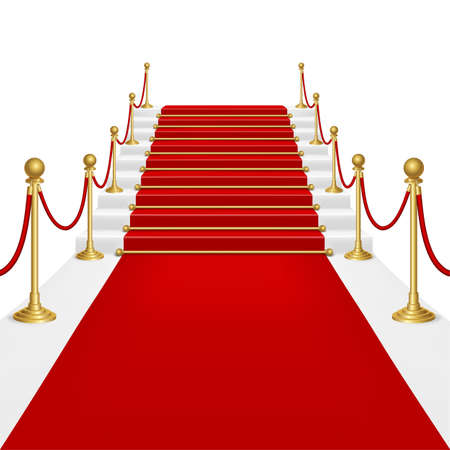 Red carpet with ladder. Clipping Mask. Mesh.のイラスト素材