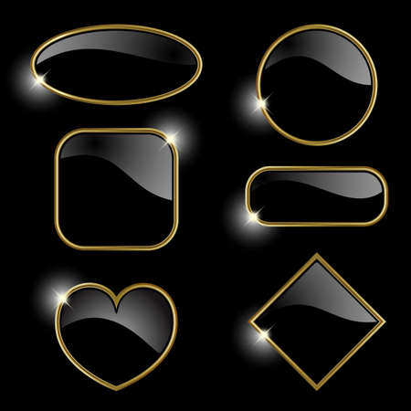 Set from  gold frames on the black background This file contains transparency.EPS10のイラスト素材