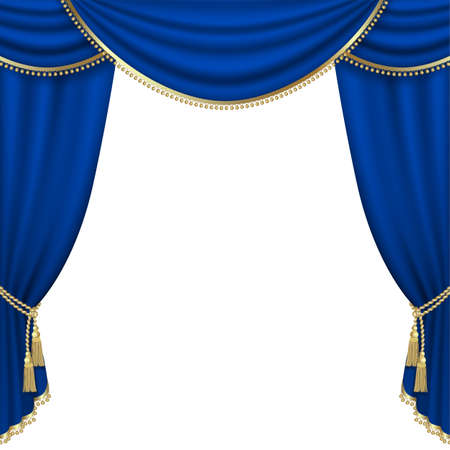 Theater stage  with blue curtain. Mesh.のイラスト素材