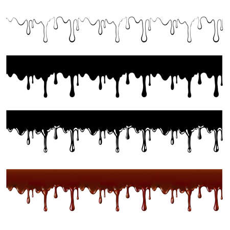 Melted chocolate.Seamless. Mesh Clipping Mask. Black and whiteのイラスト素材