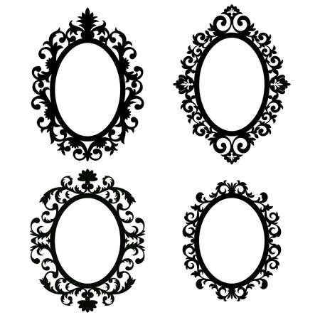  Mirror frames. Black and white. Isolated.のイラスト素材