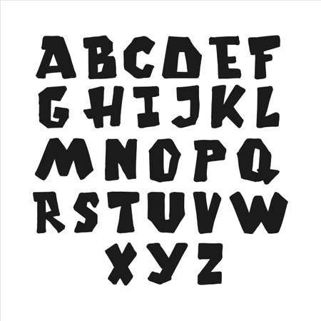 Vector hand lettering alphabet on white backgroundのイラスト素材