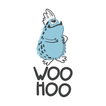Baby print with monster: WOO BOO. hand drawn graphicのイラスト素材