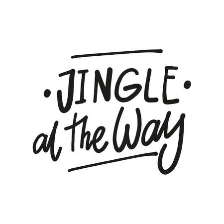 JINGLE AL THE WAY hand drawn phrase. Christmas, New Year postcard, banner letteringのイラスト素材