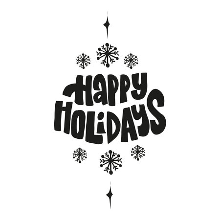 Hand written lettering-HAPPY HOLIDAYS. Calligraphy lettering card design template. Creative typography for holiday greeting Gift poster. Calligraphy Banner Font Style.のイラスト素材