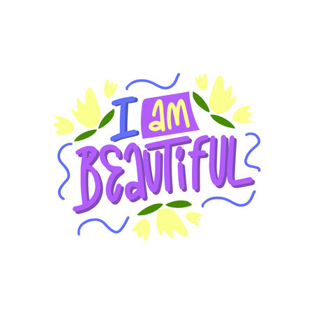 Handwritten phrase I'M BEAUTIFUL for postcards, posters, stickers, etc.のイラスト素材