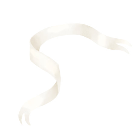 A beige ribbon, an empty manuscript for the text. Watercolor illustration. An unfolded scroll, isolated on a white background. Flat banner tape, decorative design paperの写真素材