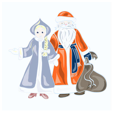 Santa Claus and his granddaughter from Russiaのイラスト素材