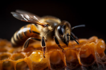 Bee on honeycomb. AI generated contentの素材