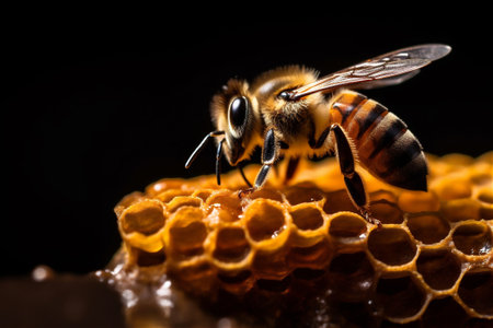 Bee on honeycomb. AI generated contentの素材