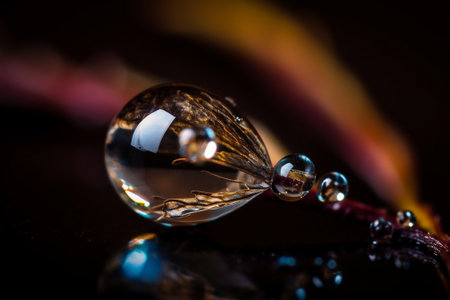 Beautiful clean transparent bright drop of water, oil on smooth surface, macro. AI generated contentの素材