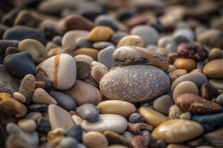 Close up of rounded rocks, pebbles background. AI generated contentの素材