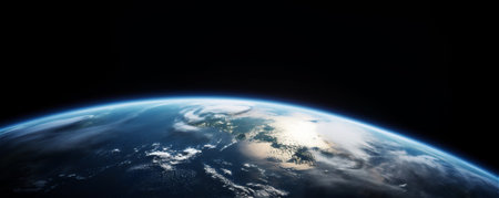Banner of the Earth. Space Planet background. AI generated contentの素材