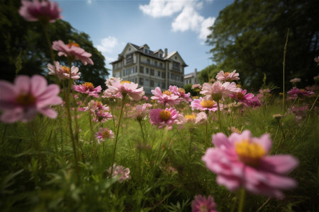 Field of flowers. AI generated contentの素材