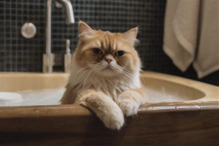 cat having a bath. AI generated contentの素材